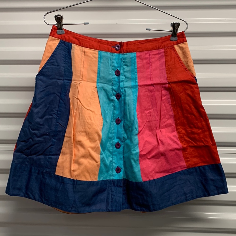 Marc Jacobs Colorblock Vertical-Panel Button Skirt